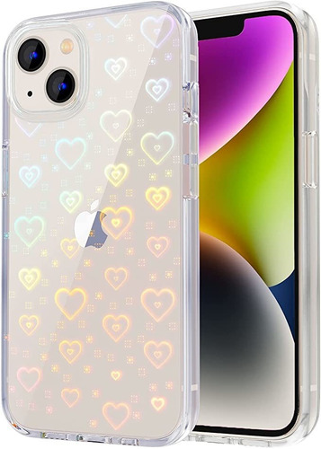 Tksafy Case Compatible Phone 14 Case, Clear Glitter Cute Las