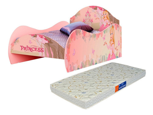 Cama Princesa Rosa E Colchão Solteiro D20 Probel