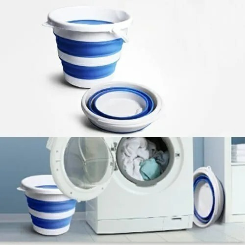 Balde Dobrável 10 L Azul Plástico Retrátil Desmontável Mop