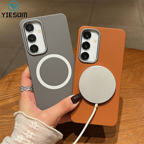 Funda Magnética De Piel Para Samsung Galaxy A16 A26 A36 A56 A15 A25 A35 A55 A14 A34 A54 5g Con Carga Inalámbrica Magnética