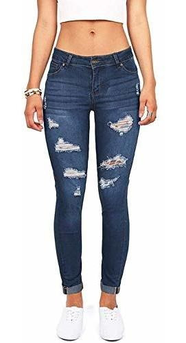 Jeans Ajustados Rasgados Con Estiramiento De Glúteos De Cint