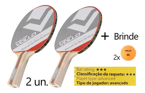 Imagem 1 de 7 de Kit 2 Raquete Tenis De Mesa Ping Pong Profissional + Brinde