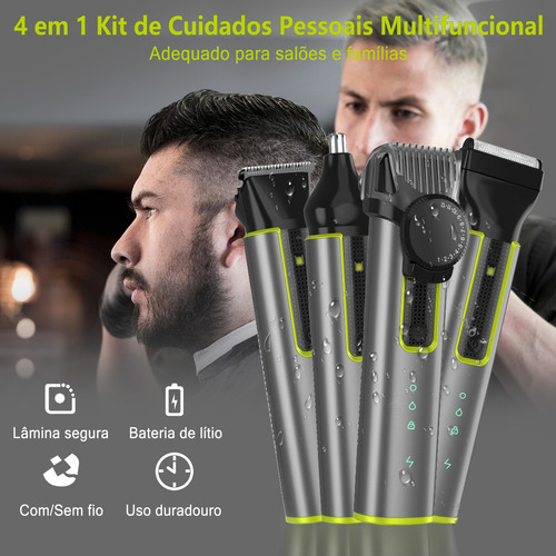All-in® Barbeador Elétrico Aparador De Barba Cabelos 4 Em 1