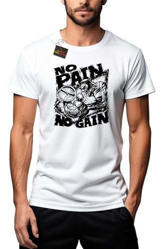 Polera-no Pain No Gain-pesas-gym 