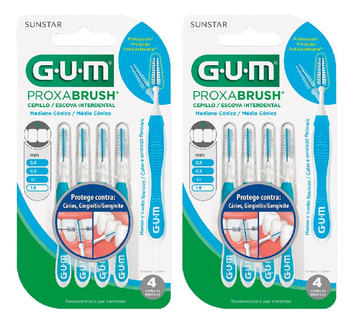 Gum Combo Cepillo Interdental Proxabrush 4 De 1.6 Mm X 2u