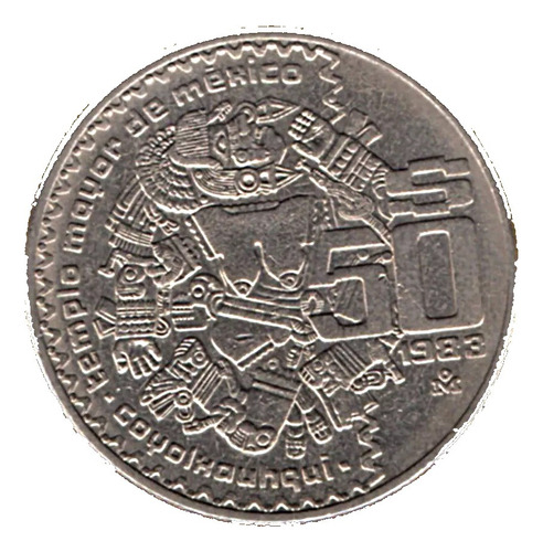 Moneda Cincuenta Pesos  Conmemorativa Templo Mayor 1983  C1