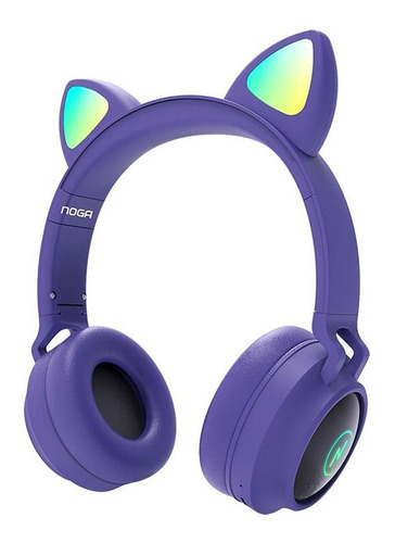 Auricular Bluetooth Noga Ng-c472bt Orejas Gato Luz Led Color Violeta Color de la luz RBG