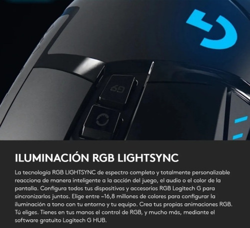 Mouse
gamer de juego inalámbrico recargable Logitech G Series Lightspeed G502 negro