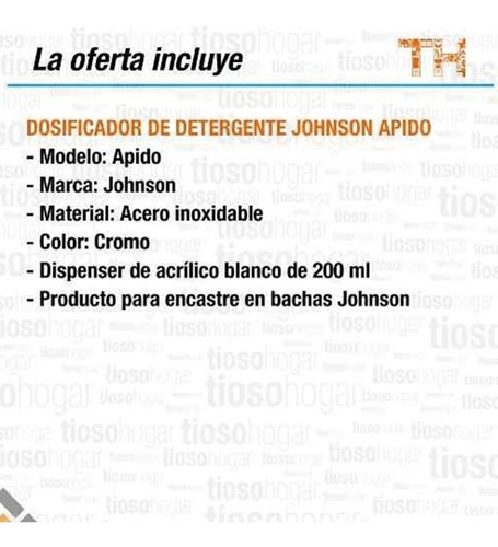 Dosificador Jabón Liquido Johnson Acero Cocina Sin Interes
