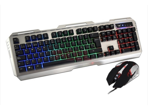 Kit Teclado Y Mouse Gamer Naceb Cyborg Metalico Iluminado