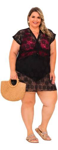 Saída Praia Piscina Plus Size Vestido Curto Tamanhos Grandes