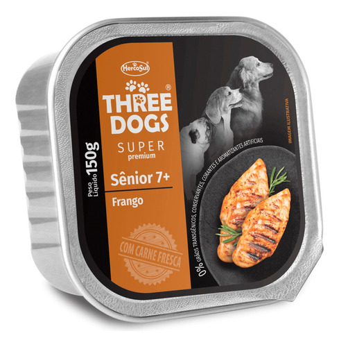 Alimento Perros Senior 7+ Three Dogs Pate De Pollo 150gr. Np