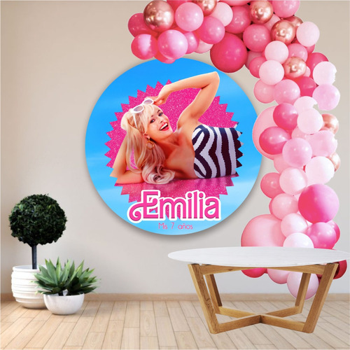 Banner Circular Barbie Rosa Cumpleaños Candy Bar