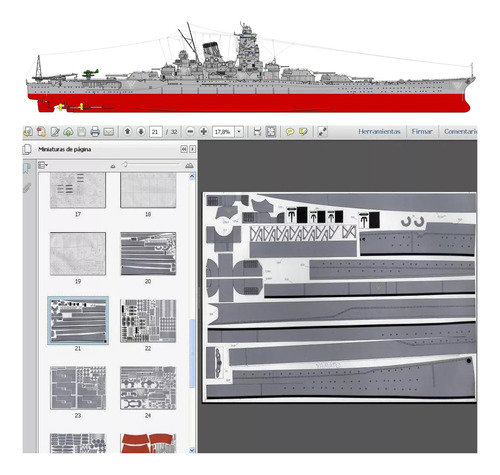 Acorazado Japones Ijn Yamato 1:200 Papercraft (envio X Mail)