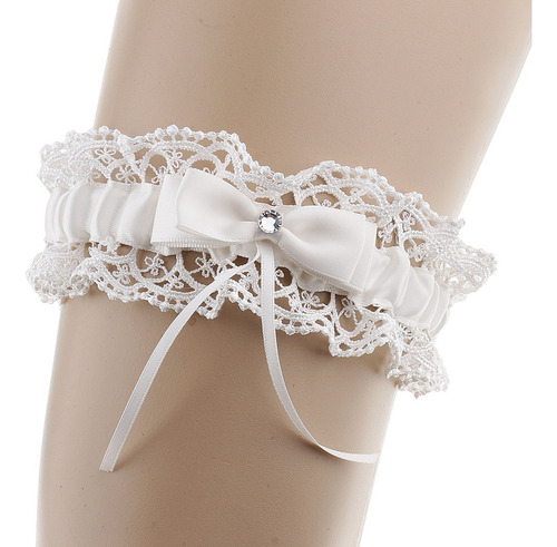 2 Piezas Liga De Encaje Floral Boda Novia Recuerdo Bowknot