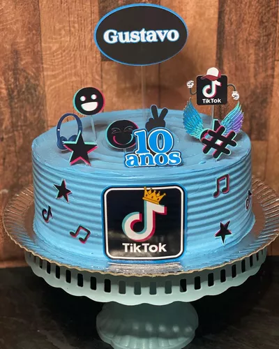 Topo De Bolo Personalizado, Tema: Tik Tok