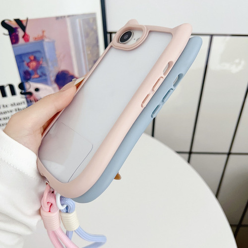 Funda De Acrílico Transparente Transparente Con Orejas De Gato Aptas Para Teléfono Apple 16e 16promax, Corta, A Prueba De Golpes