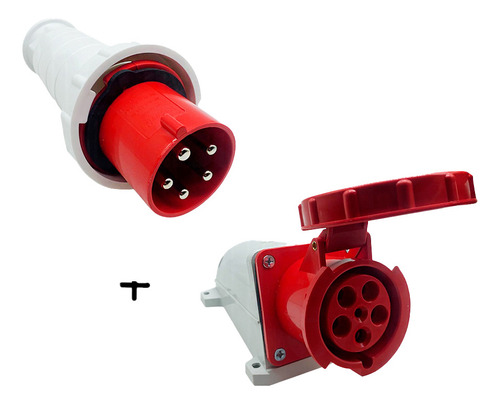 Kit Plug + Acoplamento Indust. 32a 3p+t+n 380v-415v Ip44 6h