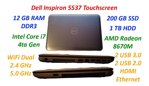 Laptop Dell 15r Touch Core I7 12gb Ram - 200gb Ssd - 1tb Hdd (Usado)