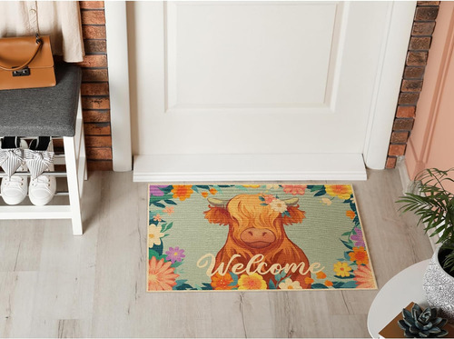 Highland Cattle - Tapete De Bienvenida Con Parte Trasera De