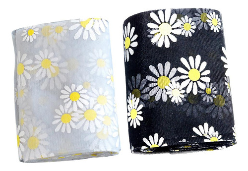 2x 5m Tela De Flores De Encaje Coser Tul Cinta Gris + Negro