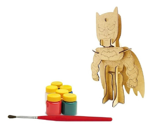 Quebra-cabeças 3d Boneco Batman Mdf Para Colorir 18 Peças