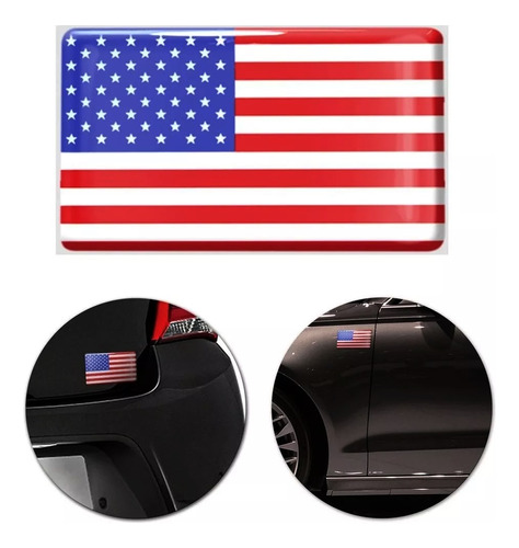 Emblema Adesivo Bandeira Estados Unidos 3d Resinado Carro 