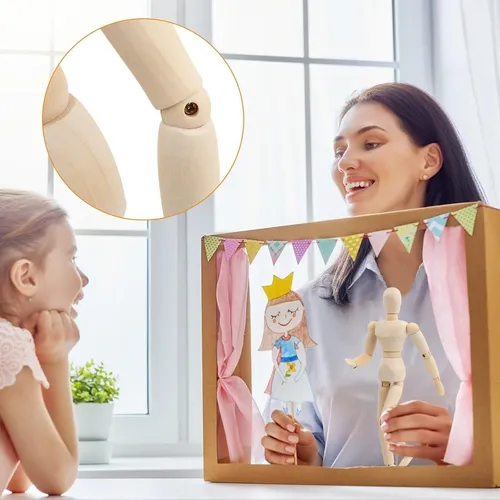 Figura Humana 30+11cm Madera Maniquí Para Arte Y Dibujo