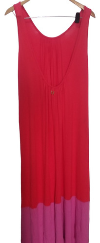 Vestido Modal Playero Rojo/fucsia Espalda Descubierta 