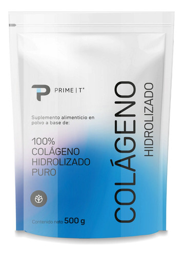 Colágeno Hidrolizado Puro Polvo Primetech 500 G 50 Porciones Sabor Sin sabor