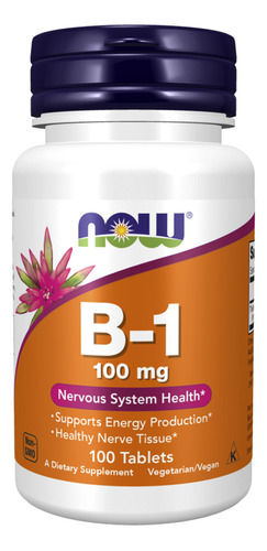 Vitamina B1 100mg 100 Tabletes Now Foods Importada Original