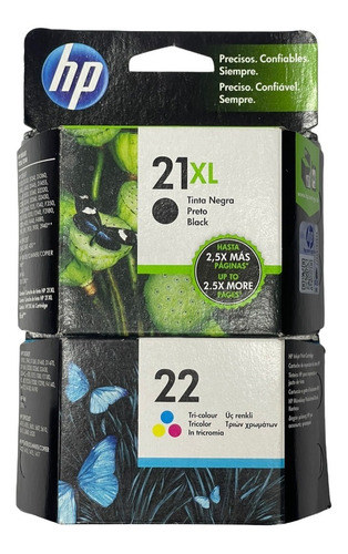 Cartuchos Kit X2 Hp 21xl Negro + 22 Color Estandar Original