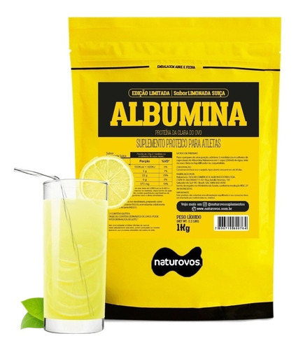 Imagem 1 de 1 de Suplemento em  pó Naturovos  Albumina carboidratos/minerais/proteínas/vitaminas sabor  limonada suíça em sachê de 1kg
