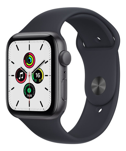 Apple Watch Se (gps, 44mm) - Caixa De Alumínio Cinza-espacial - Pulseira Esportiva Meia-noite