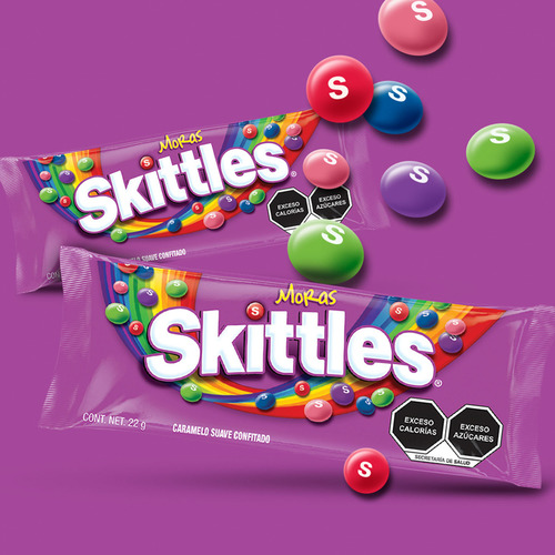 Caja De Dulces Skittles Moras Caramelo Suave Confitado 10 Pz