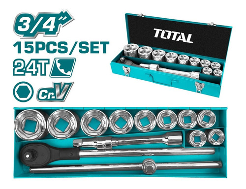 Juego De Copas Grandes 3/4  X 15pcs Total Tools