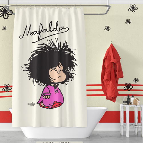 Imagen 3 de 8 de Cortina De Baño Mafalda Tela Impermeable