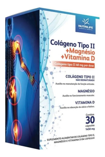 Colágeno Tipo 2 Magnésio Y Vitamina D3  60 Cápsulas