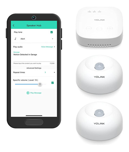 Yolink Speakerhub Y Dos Sensores De Movimiento Smart Home An
