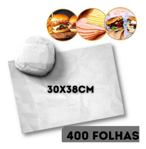 Papel Acoplado Branco Liso Hamburguer Burger Frios 400 Unds