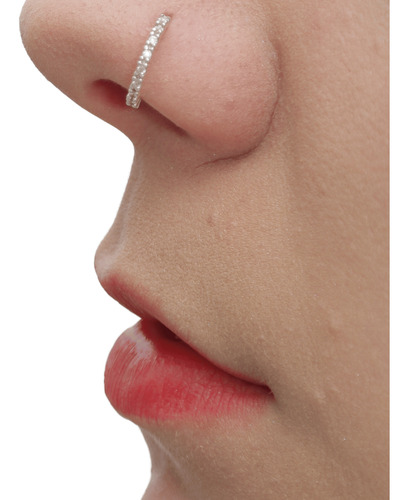 Piercing Nostril Cravejado Fino Prata Legitíma 925 Delicado Cor Prateado