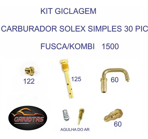 Kit Gicleur Fusca 1500 1972 A 1975  Carb-simples