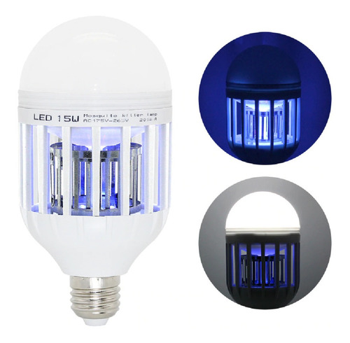 Foco Led 15w Luz Blanca Ultravioleta Matamosquitos Insectos