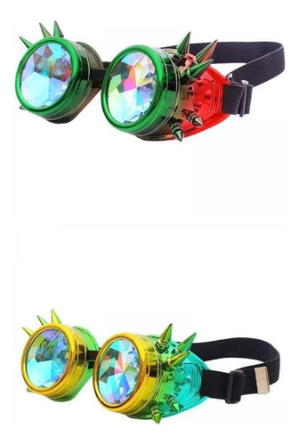 A*gift 2x Rainbow Steampunk Goggles Lentes De Caleidoscopio