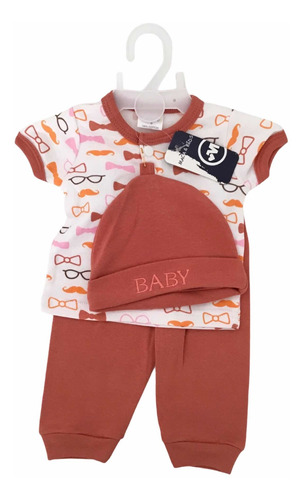 Conjunto Bebé 3 Piezas 6 - 9 Meses 100% Algodón