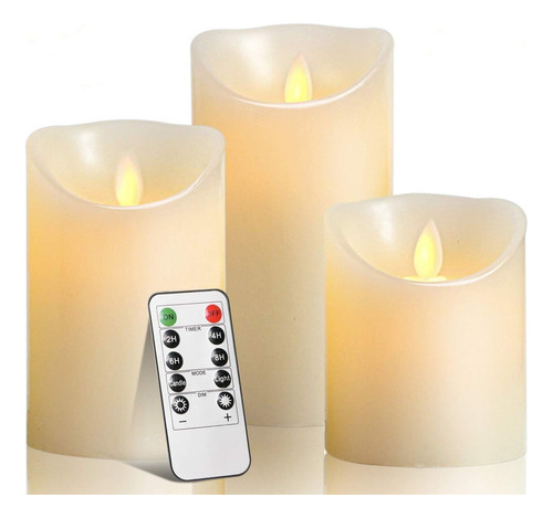 Velas Led Sin Llama Que Funcionan Con Pilas, 3 Piezas