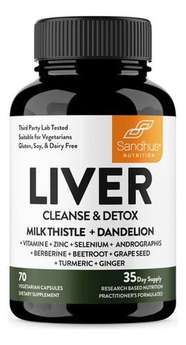 Sandhus Liver Limpieza Y Desintoxicación De Hígado 70cap Sabor Sin Sabor