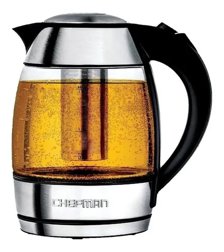 Tetera el ctrica Chefman RJ11 17 STI transparente y negra 1.8L