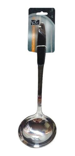 Imagem 1 de 3 de Concha De Mesa Cozinha Em Aço Inox Cabo Plástico Preto