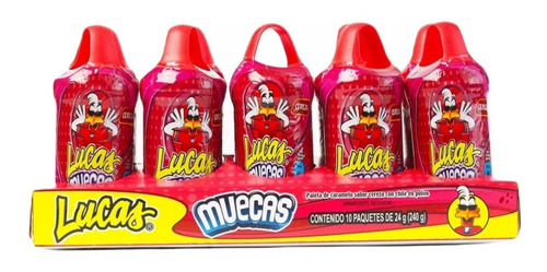 Lucas Muecas Paleta Enchilada Sabor Cereza Paquete Con 10 Pz